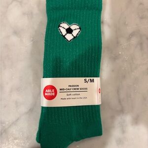 Able Made Green Mid-Calf Crew Socks